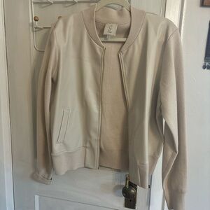 Sioni faux leather cream cardigan